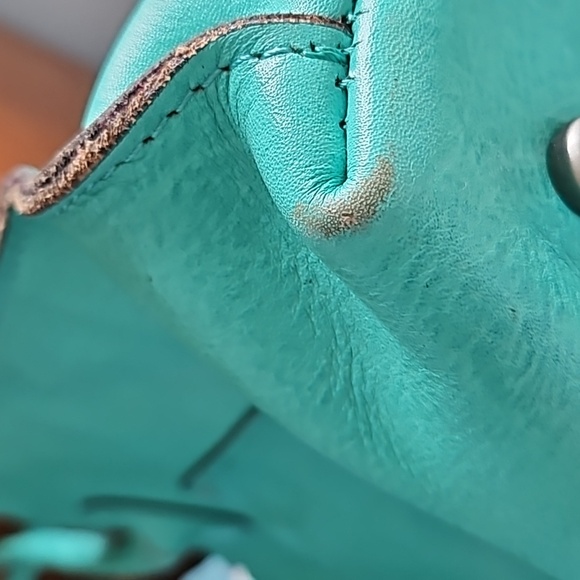 Patricia Nash Leather Cut Out Tooling Collection Cavo Floral Tote ❤️ 💙 Aqua - Picture 15 of 16